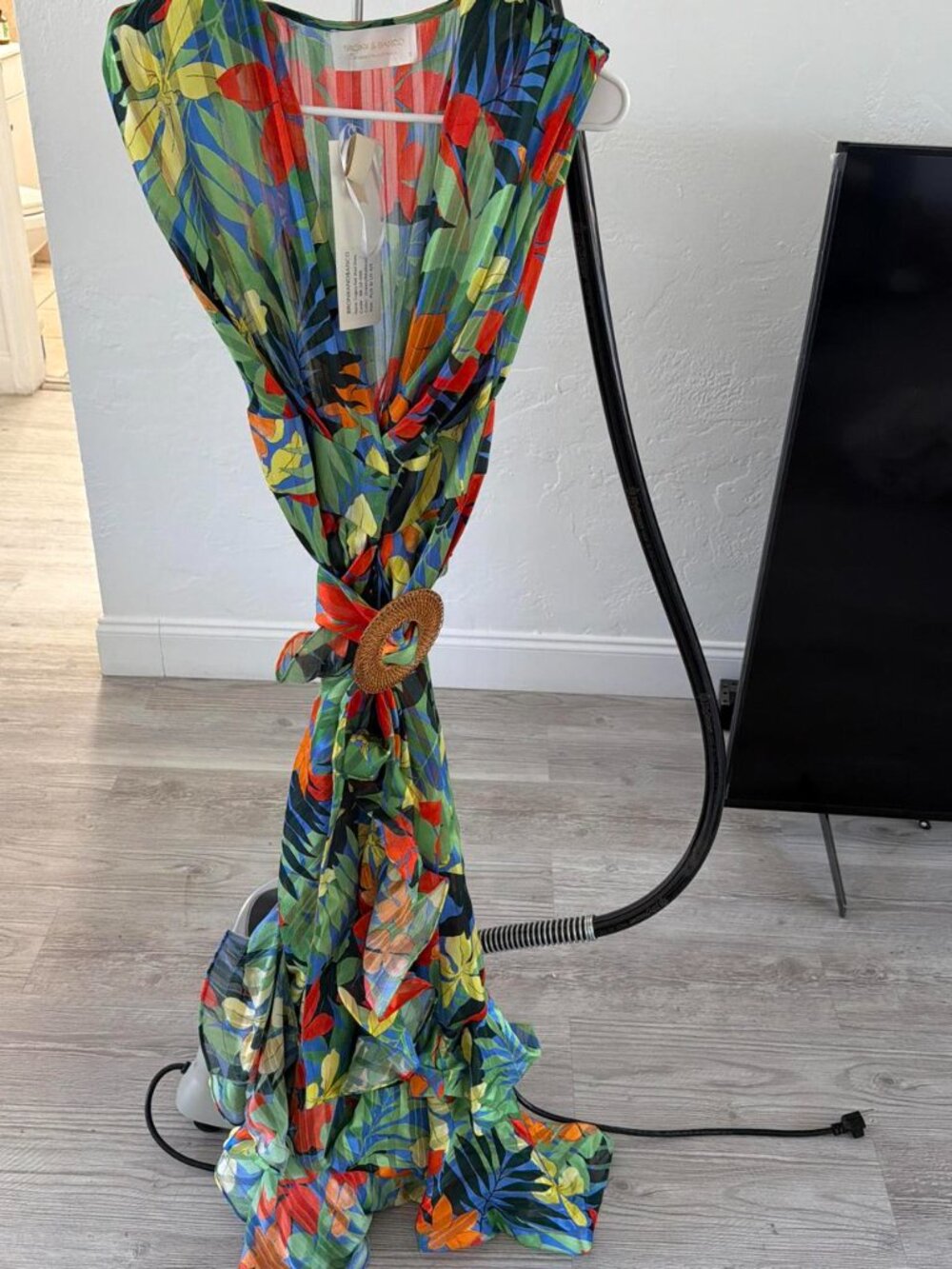 BRONX AND BANCO tropical silk maxi dress